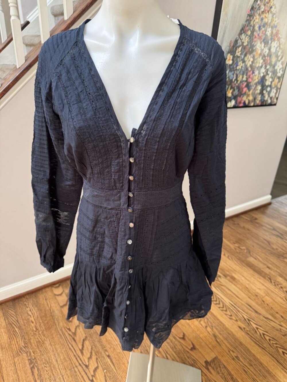 NWT Veronica Beard Addilyn Long Sleeve Lace Mini Dress Ink Navy Size 6 - Picture 3 of 5